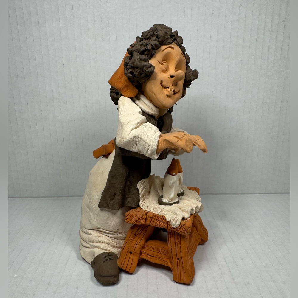 STUNNING SCULPTURE Jewish Woman With Candles at the Bima Denis Filster Judaica